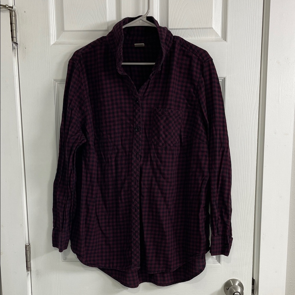 Terra & Sky Women's Casual Button Down in Purple Plaid